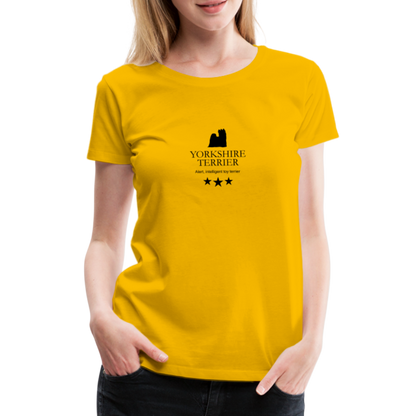 Women’s Premium T-Shirt - Yorkshire Terrier - Alert, intelligent toy terrier... - Sonnengelb