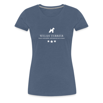 Women’s Premium T-Shirt - Welsh Terrier - Smart, workmanlike, well-balanced and compact... - Blau meliert