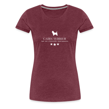 Women’s Premium T-Shirt - Cairn Terrier - Agile, alert, of workmanlinke... - Bordeauxrot meliert