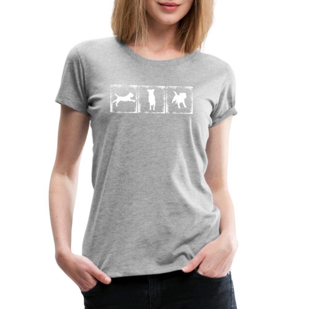 Women’s Premium T-Shirt - Border Terrier in action - Grau meliert