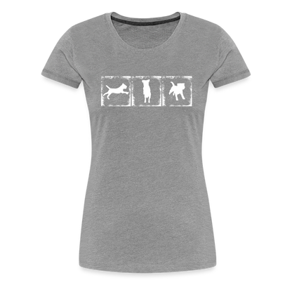 Women’s Premium T-Shirt - Border Terrier in action - Grau meliert