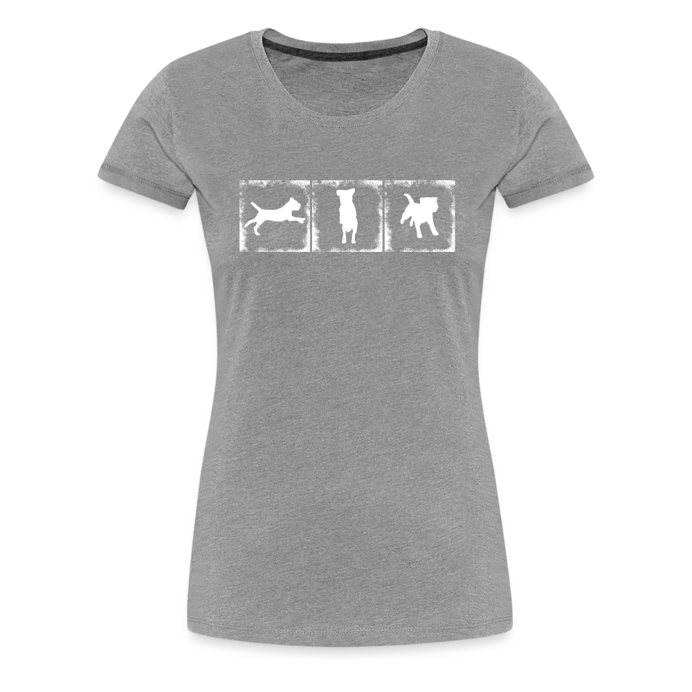 Women’s Premium T-Shirt - Border Terrier in action - Grau meliert