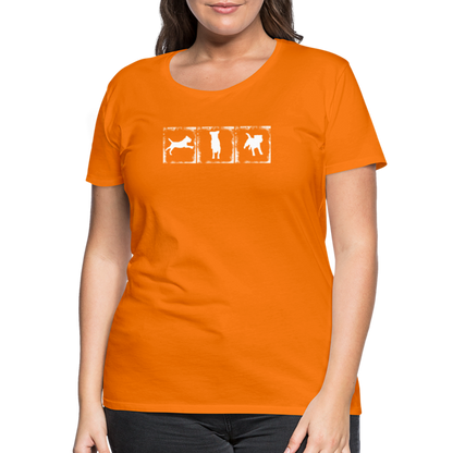 Women’s Premium T-Shirt - Border Terrier in action - Orange