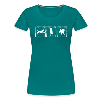 Women’s Premium T-Shirt - Border Terrier in action - Divablau