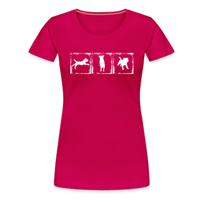 Women’s Premium T-Shirt - Border Terrier in action - dunkles Pink