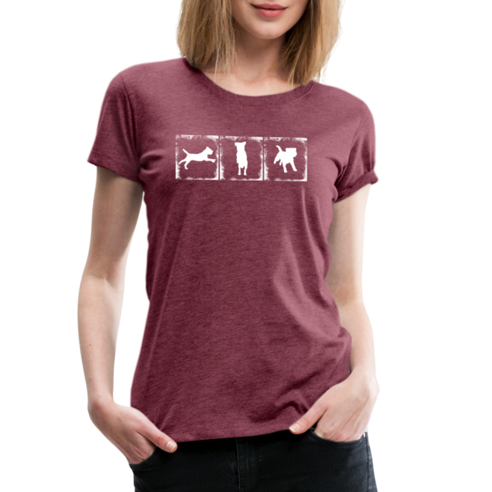 Women’s Premium T-Shirt - Border Terrier in action - Bordeauxrot meliert