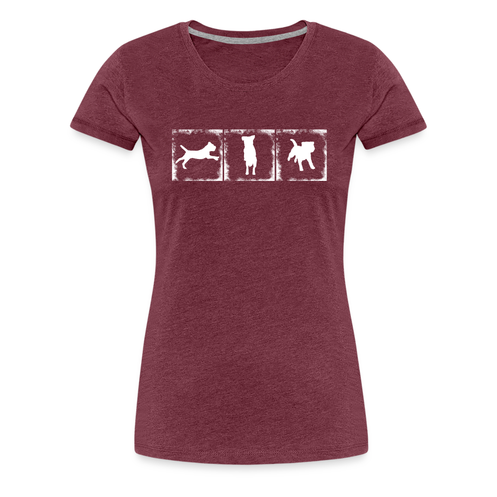 Women’s Premium T-Shirt - Border Terrier in action - Bordeauxrot meliert