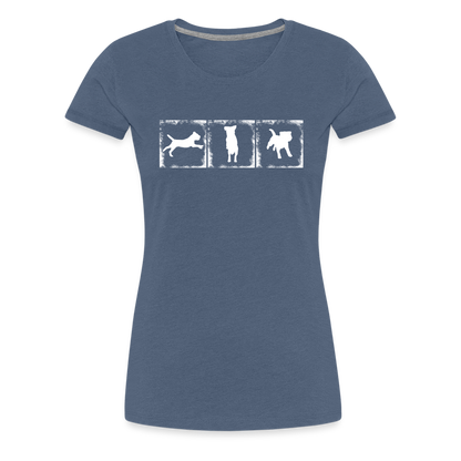 Women’s Premium T-Shirt - Border Terrier in action - Blau meliert