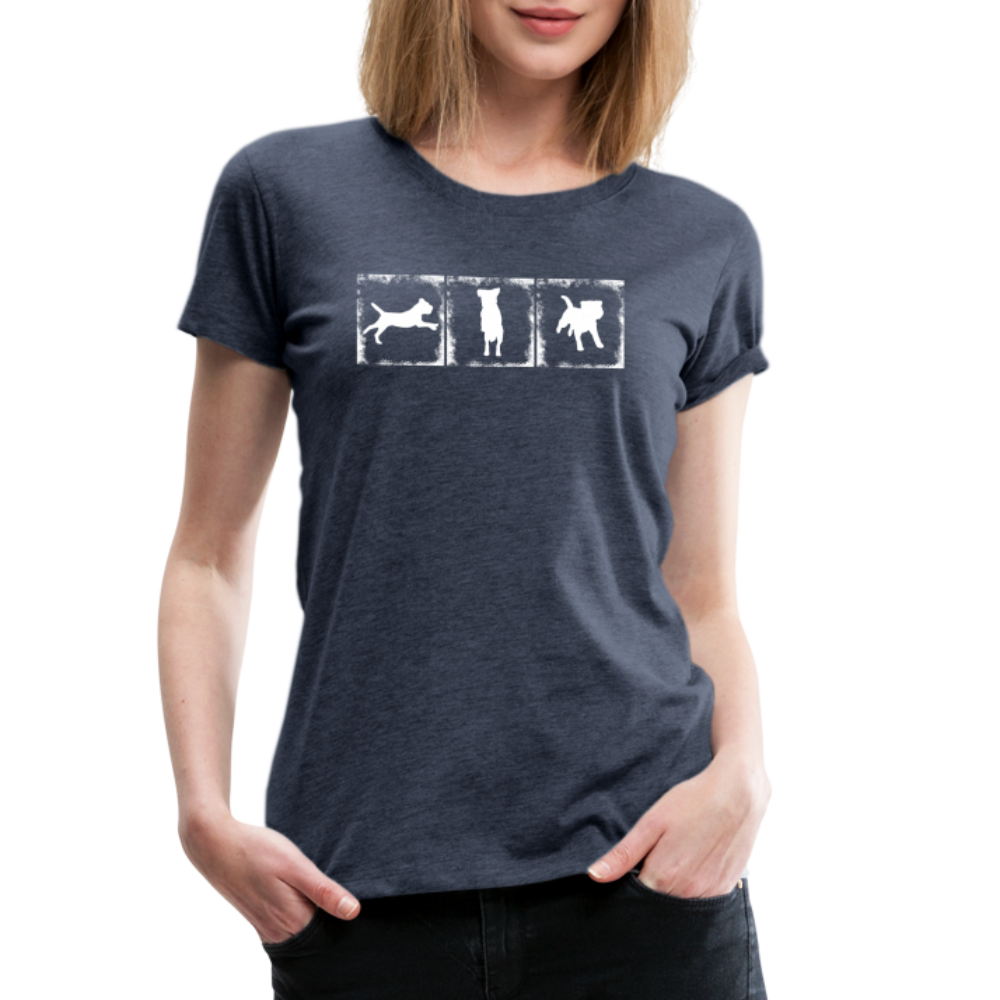 Women’s Premium T-Shirt - Border Terrier in action - Blau meliert