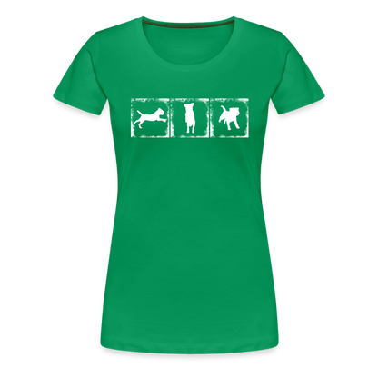 Women’s Premium T-Shirt - Border Terrier in action - Kelly Green
