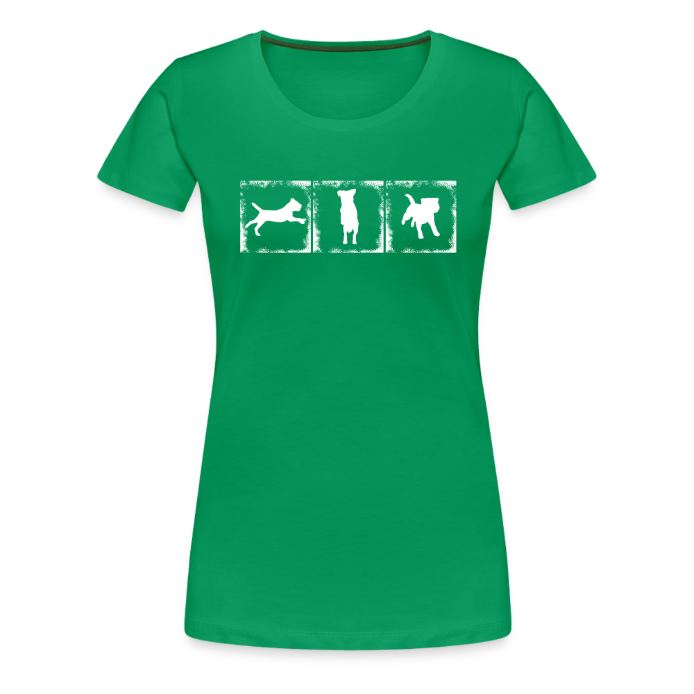 Women’s Premium T-Shirt - Border Terrier in action - Kelly Green