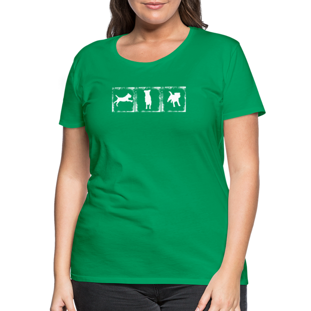 Women’s Premium T-Shirt - Border Terrier in action - Kelly Green