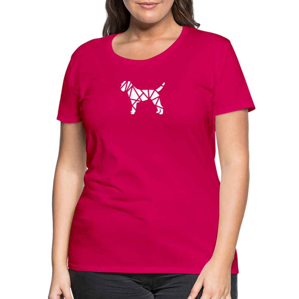 Women’s Premium T-Shirt - Border Terrier geometrisch - dunkles Pink