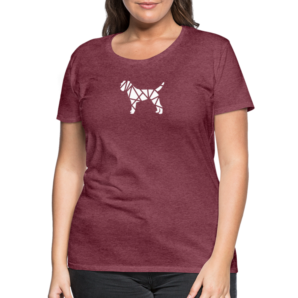 Women’s Premium T-Shirt - Border Terrier geometrisch - Bordeauxrot meliert