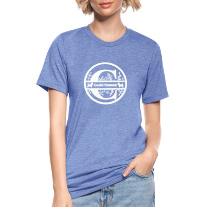Cairn Terrier - Monogramm - Unisex Tri-Blend T-Shirt von Bella + Canvas - Blau meliert