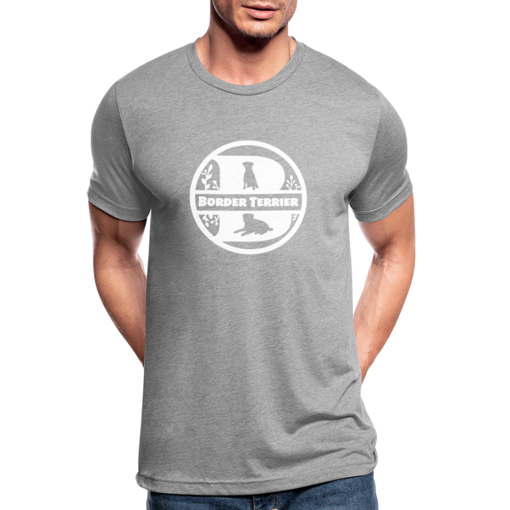 Border Terrier - Monogramm - Unisex Tri-Blend T-Shirt von Bella + Canvas - Grau meliert