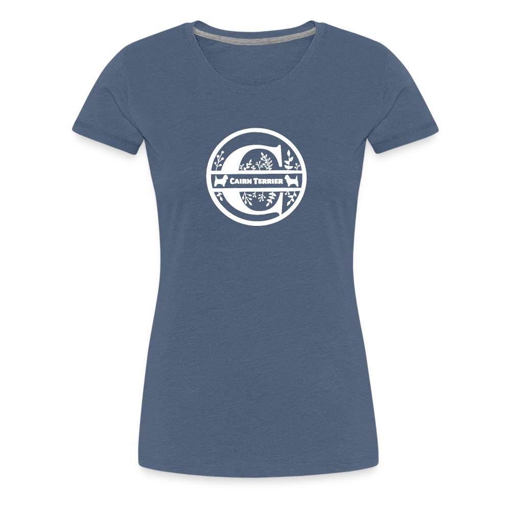 Women’s Premium T-Shirt - Cairn Terrier - Monogramm - Blau meliert