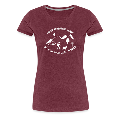 Women’s Premium T-Shirt - Cairn Terrier - Abenteuer - Bordeauxrot meliert