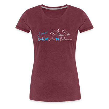 Women’s Premium T-Shirt - (Irish) Terrier Life Balance - Bordeauxrot meliert