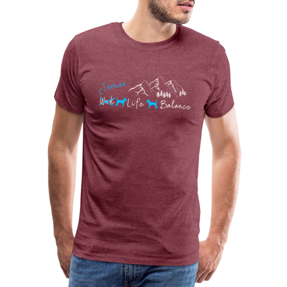 Männer Premium T-Shirt - (Irish) Terrier Life Balance - Bordeauxrot meliert