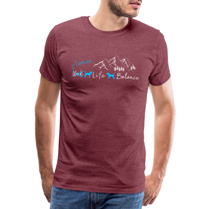 Männer Premium T-Shirt - (Irish) Terrier Life Balance - Bordeauxrot meliert