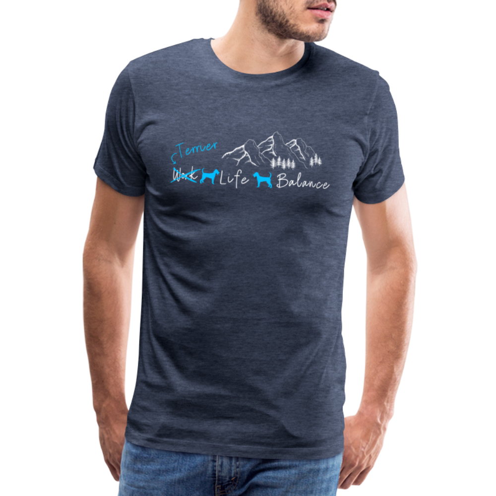 Männer Premium T-Shirt - (Irish) Terrier Life Balance - Blau meliert