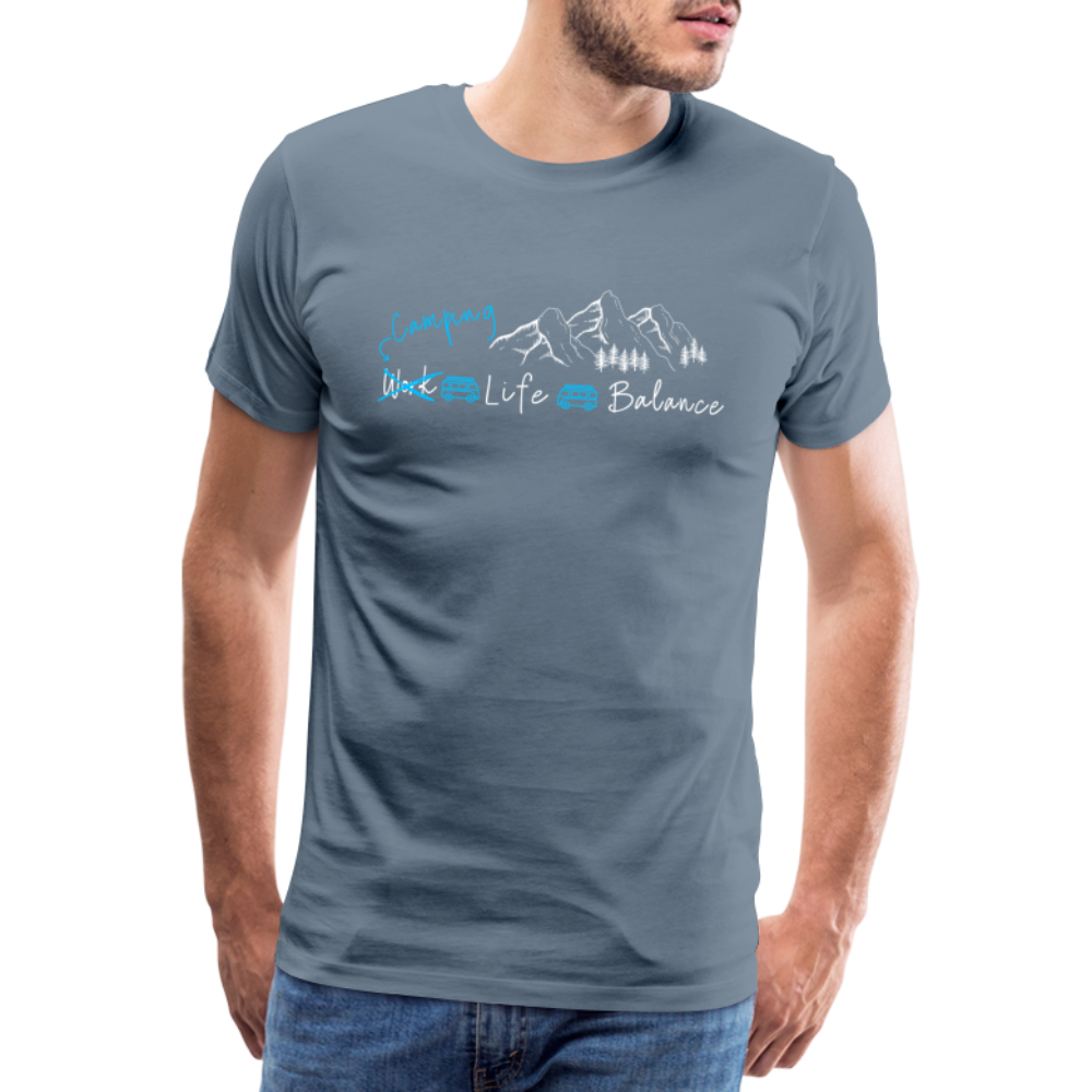 Männer Premium T-Shirt - Camping Life Balance - Blaugrau