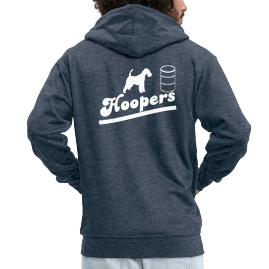 Männer Premium Kapuzenjacke - Hoopers mit Foxterrier - Jeansblau