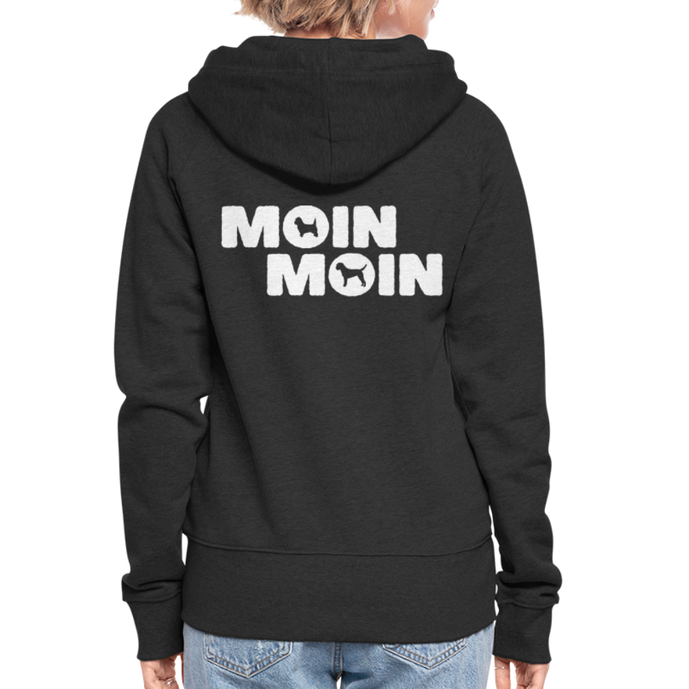 Frauen Premium Kapuzenjacke - Moin Moin Cairn & Border Terrier - Schwarz