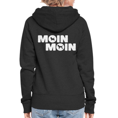 Frauen Premium Kapuzenjacke - Moin Moin Cairn & Border Terrier - Schwarz