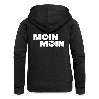 Frauen Premium Kapuzenjacke - Moin Moin Cairn & Border Terrier - Schwarz