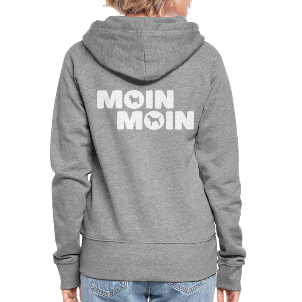 Frauen Premium Kapuzenjacke - Moin Moin Cairn & Border Terrier - Grau meliert