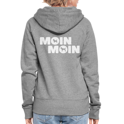 Frauen Premium Kapuzenjacke - Moin Moin Cairn & Border Terrier - Grau meliert
