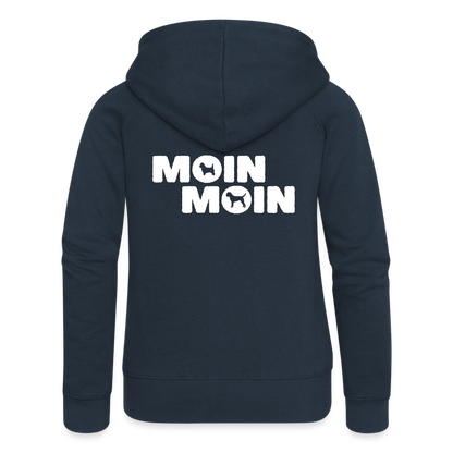 Frauen Premium Kapuzenjacke - Moin Moin Cairn & Border Terrier - Navy