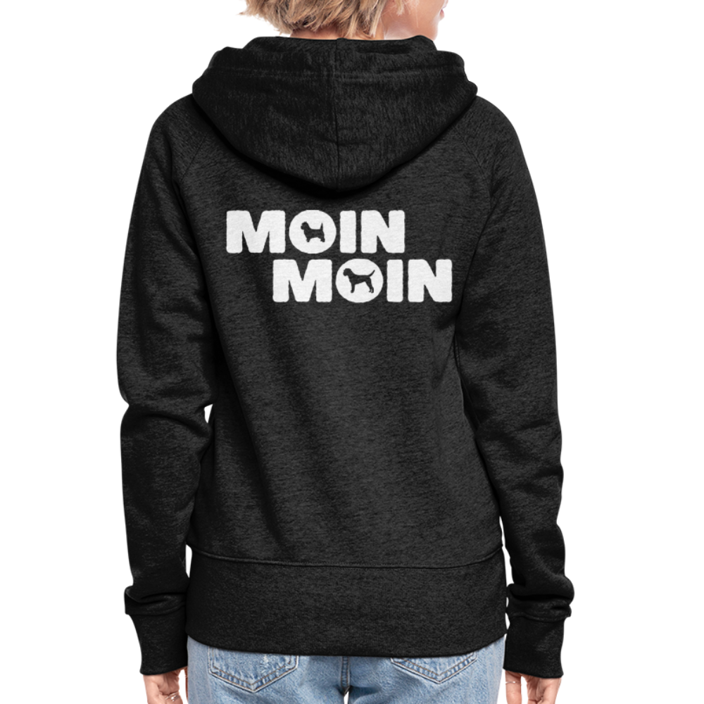 Frauen Premium Kapuzenjacke - Moin Moin Cairn & Border Terrier - Anthrazit