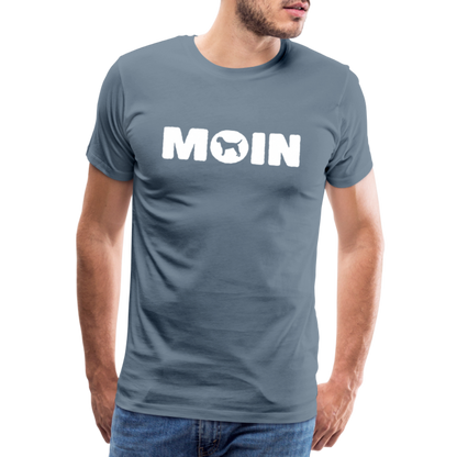 Border Terrier - Moin | Männer Premium T-Shirt - Blaugrau
