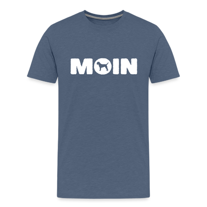 Border Terrier - Moin | Männer Premium T-Shirt - Blau meliert