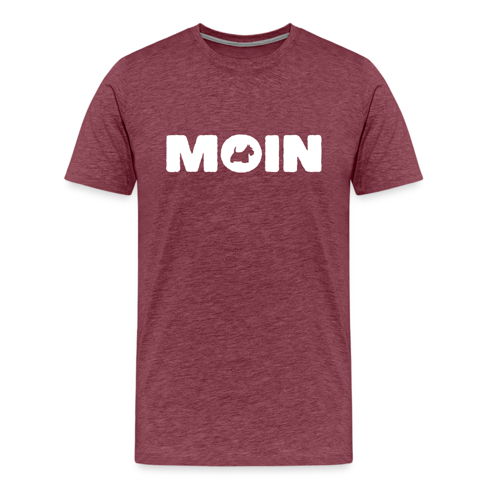 Scottish Terrier - Moin | Männer Premium T-Shirt - Bordeauxrot meliert