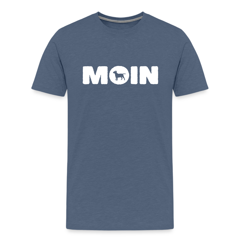 Bull Terrier - Moin | Männer Premium T-Shirt - Blau meliert