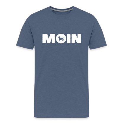 Bull Terrier - Moin | Männer Premium T-Shirt - Blau meliert