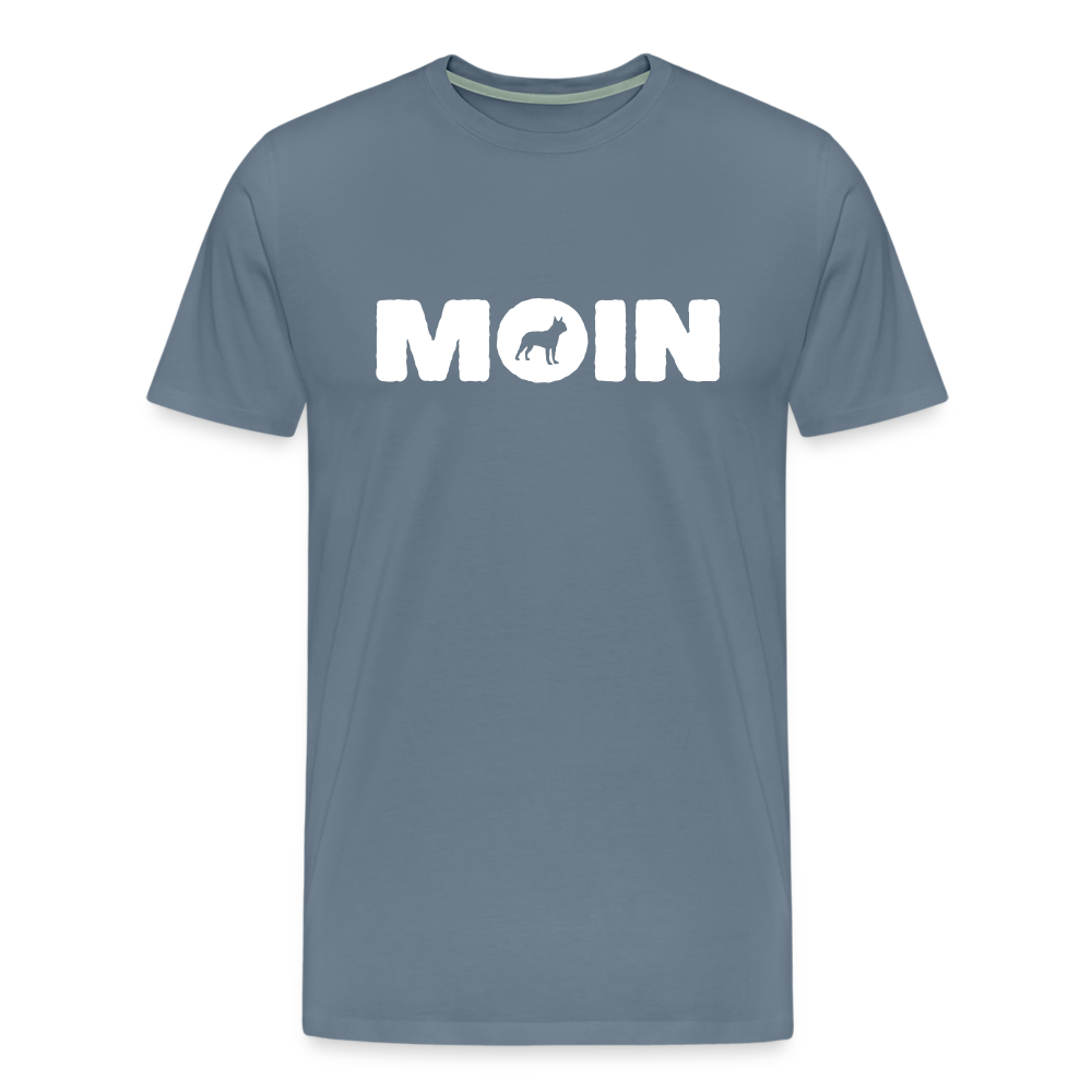 Boston Terrier - Moin | Männer Premium T-Shirt - Blaugrau