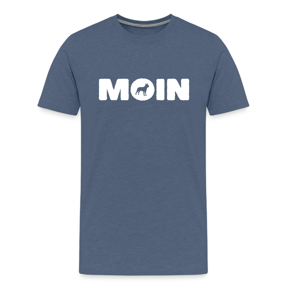 Boston Terrier - Moin | Männer Premium T-Shirt - Blau meliert