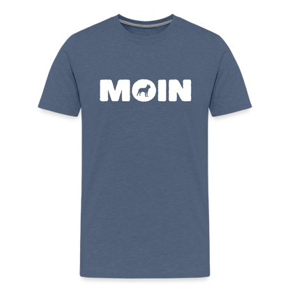 Boston Terrier - Moin | Männer Premium T-Shirt - Blau meliert