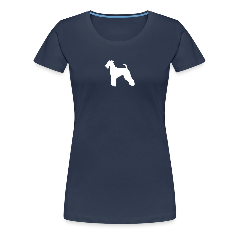 Women’s Premium T-Shirt - Airedale Terrier-Silhouette - Navy