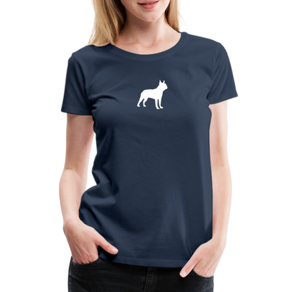 Boston Terrier-Silhouette | Women’s Premium T-Shirt - Navy