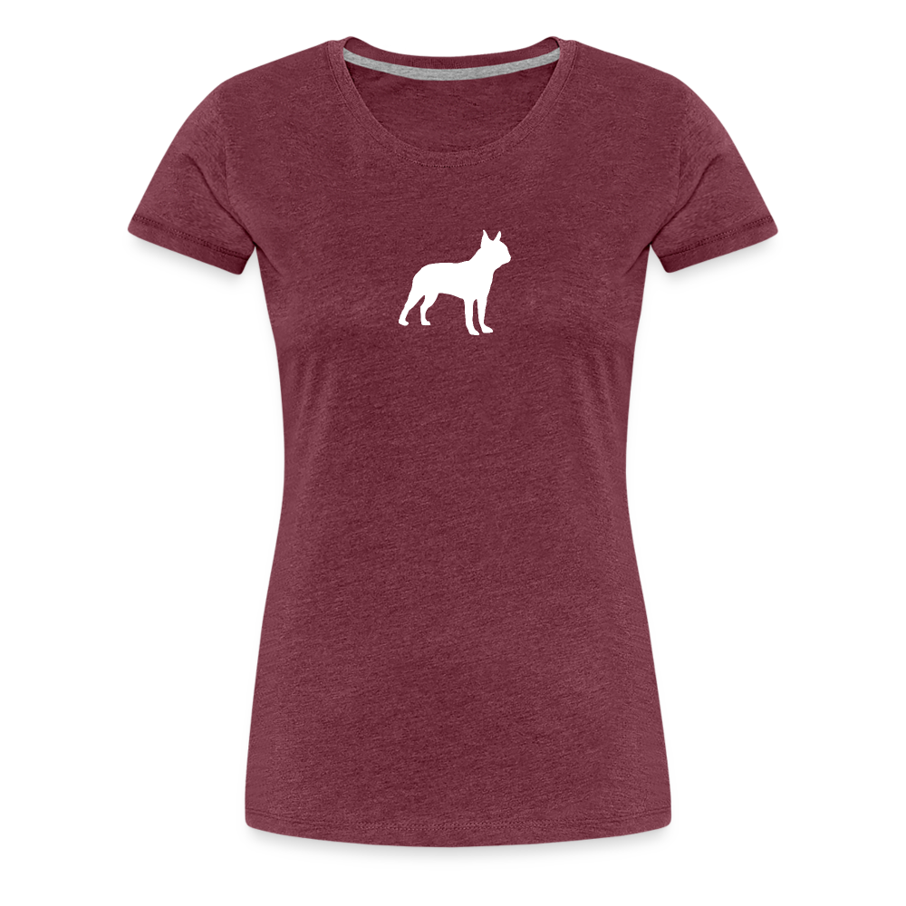 Boston Terrier-Silhouette | Women’s Premium T-Shirt - Bordeauxrot meliert