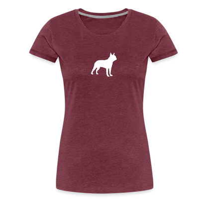 Boston Terrier-Silhouette | Women’s Premium T-Shirt - Bordeauxrot meliert