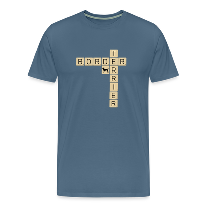 Border Terrier - Scrabble | Männer Premium T-Shirt - Blaugrau