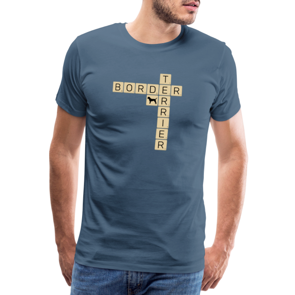 Border Terrier - Scrabble | Männer Premium T-Shirt - Blaugrau