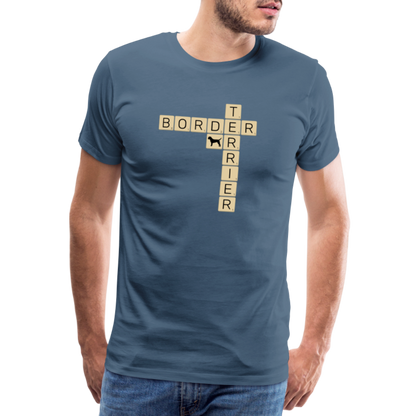 Border Terrier - Scrabble | Männer Premium T-Shirt - Blaugrau